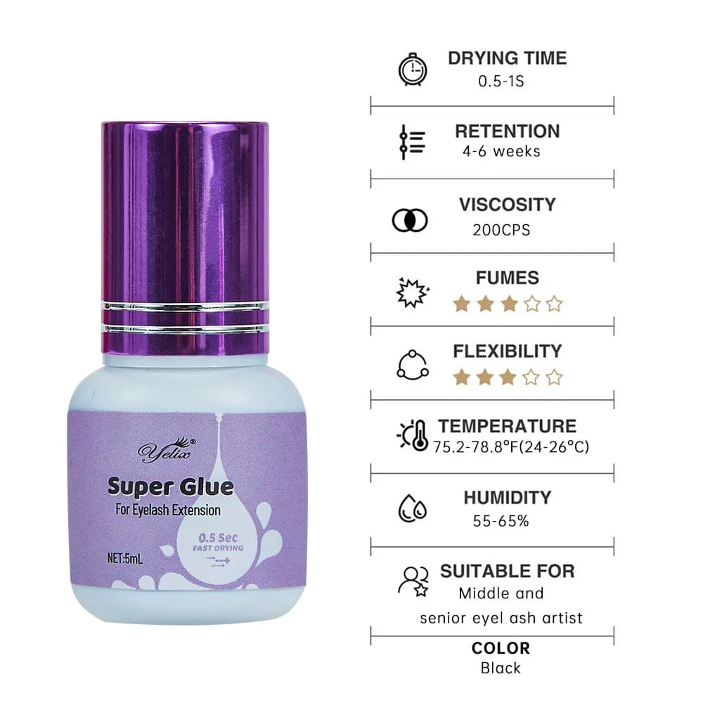 Lepidlo na řasy 5 ml, rychlé schnutí, nízký zápach