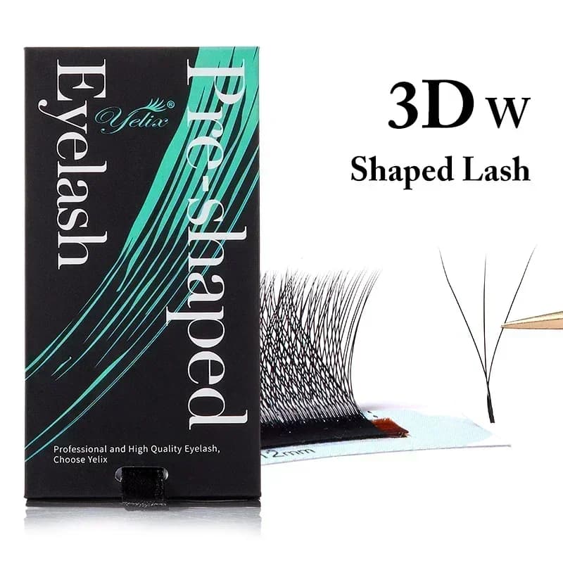Přírodní měkké předpřipravené vějířky řas 3D-8D ve tvaru W