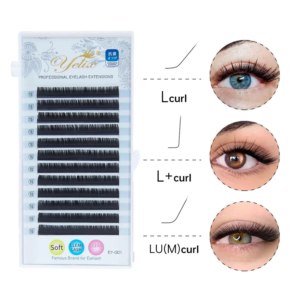 Jednotlivé nástavbové řasy L Curl matné Mink 8-15mm