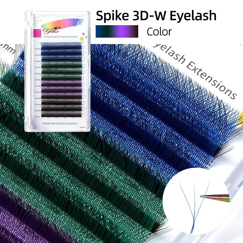 Černé a fialové řasy 3D-W s hroty, objemné