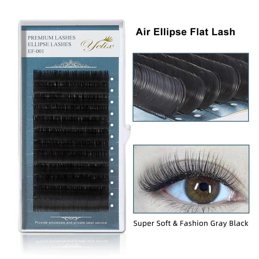 Ploché oválné řasové prodloužení Air Flat D+ Curl