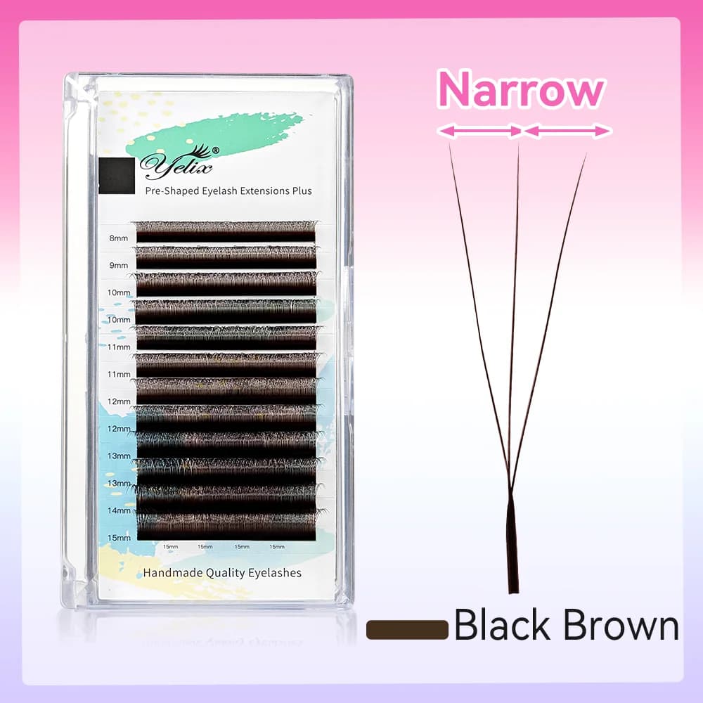 Úzké objemové vějířky Black Brown Narrow 3D W Shape